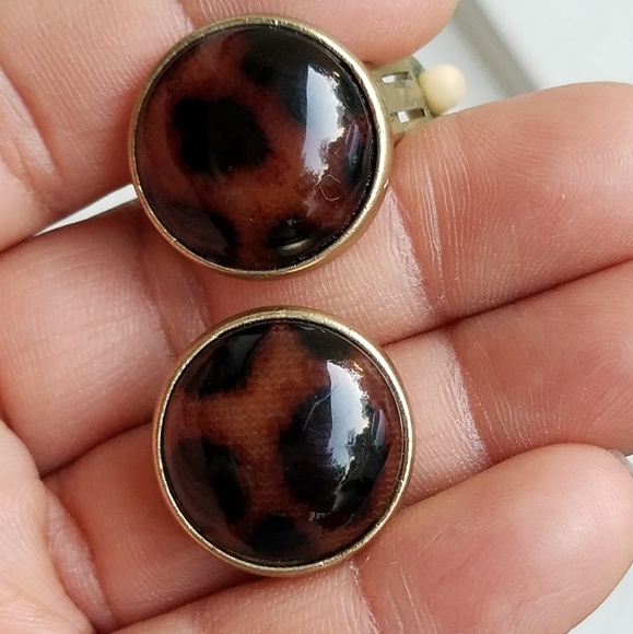 Vintage leopard print earrings - Picture 1 of 3